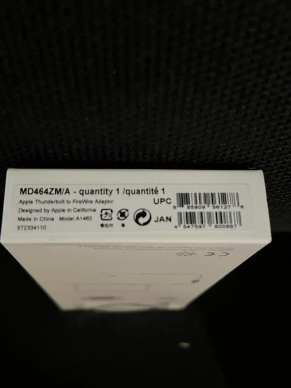 Apple Thunderbolt to FireWire MD464ZM/A BRAND NEW in Sealed Box